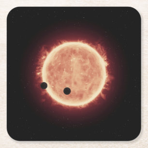 Planets Transiting Red Dwarf Star In Trappist-1 Square Paper Coaster