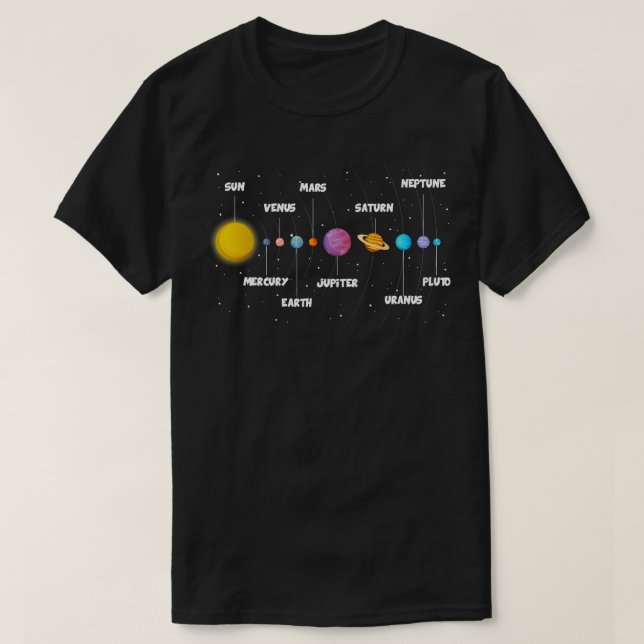 Planets with names T-Shirt (Design Front)