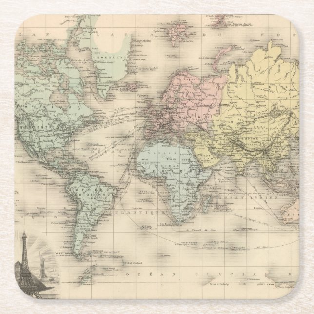Planisphere Square Paper Coaster (Front)