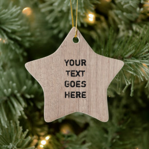Plank Board Wood Look Distressed Text Template Ceramic Tree Decoration