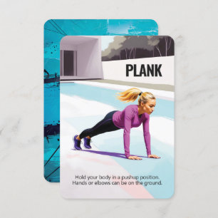 Plank Fitness Card with Blue Backing