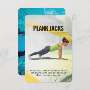 Plank Jacks Fitness Card with Blue Backing