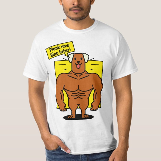 Plank Now Wine Later Funny Gym Shirt (Front)
