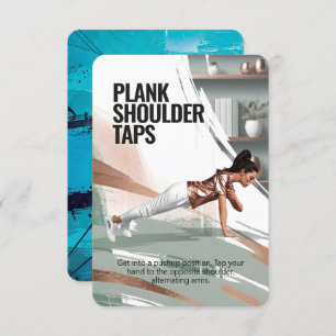 Plank Shoulder Taps Fitness Card with Blue Backing