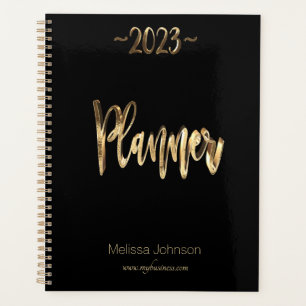 Planner 2023 Black and Gold Script Modern