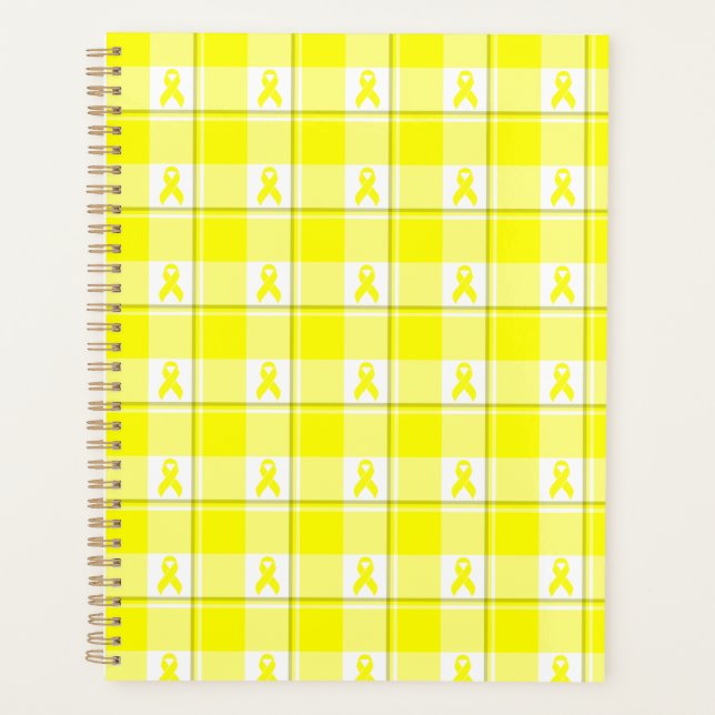 Planner Bladder Cancer Awareness Plaid, Yellow (Front)