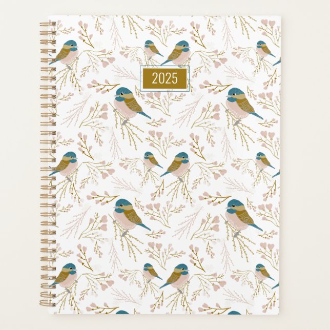 Planner Chickadees Pink Gold 2025 (Front)