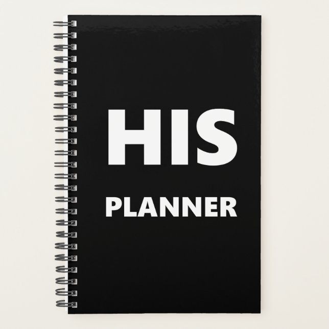 Planner For Men His Planner Black Font White (Front)