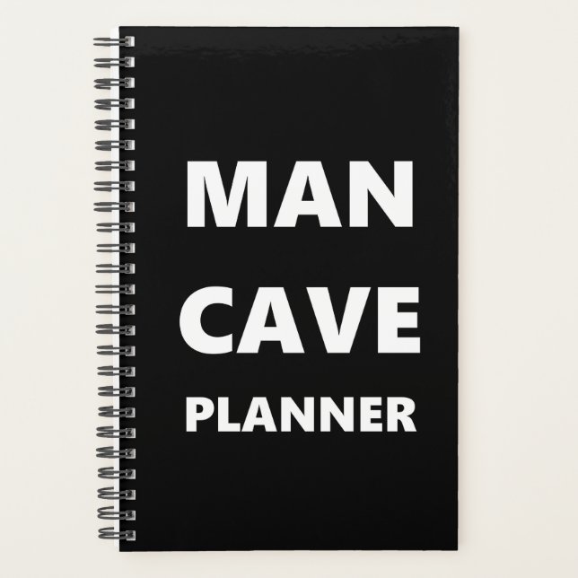 Planner For Men Man Cave Planner White Font Black (Front)