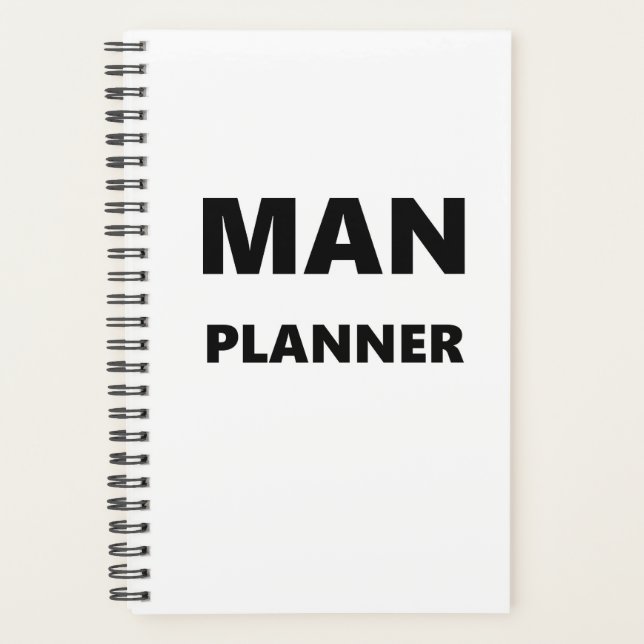 Planner For Men Man Planner Black Font White (Front)