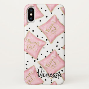 Planner Girl Pink Gold Pillow Dots Personalised Case-Mate iPhone Case