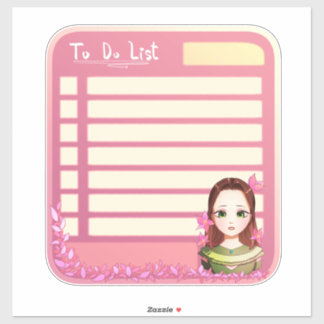 Planner To Do List Sticker with Cute Anime Girl