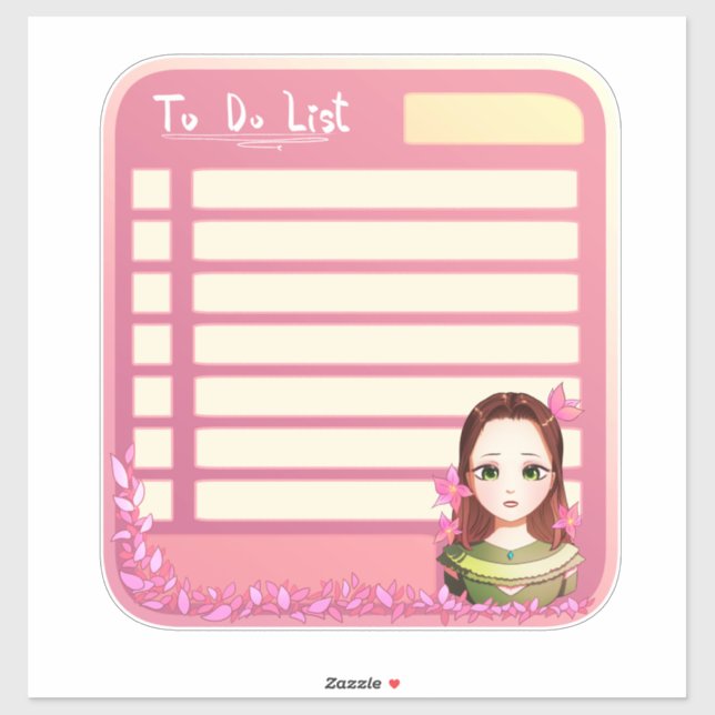 Planner To Do List Sticker with Cute Anime Girl (Sheet)