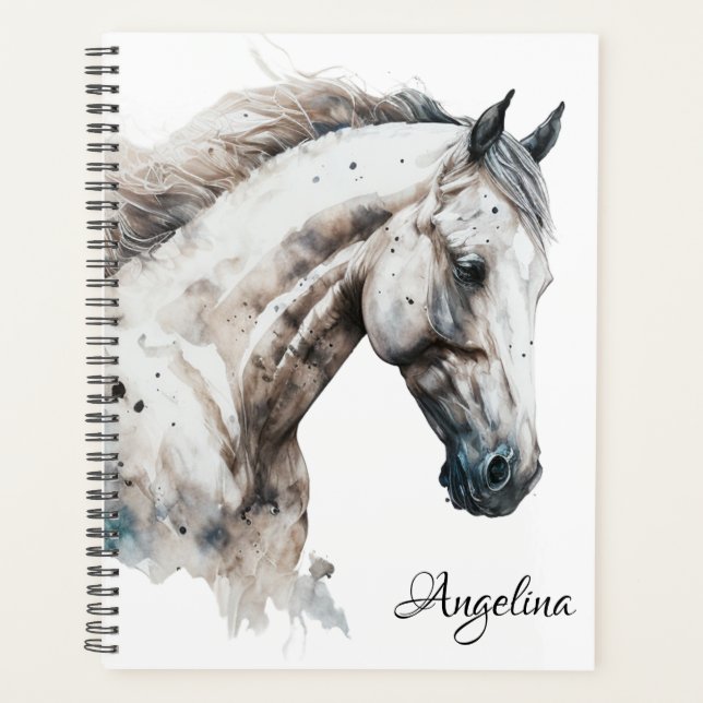 Planner – White Horse Watercolor (Front)