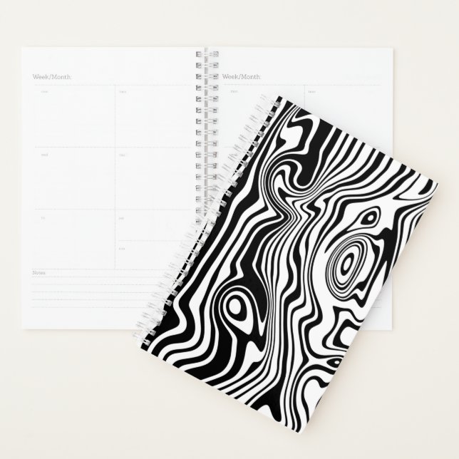 Planner with Black and White Wavy Stripes (Display)