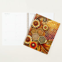 Planner with Honeycomb and Floral Design