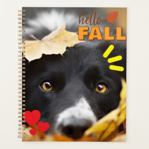 Planner with image of dog among leaves