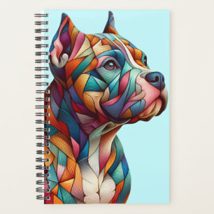 Planner with multicolored cubist Pitbull Terrier