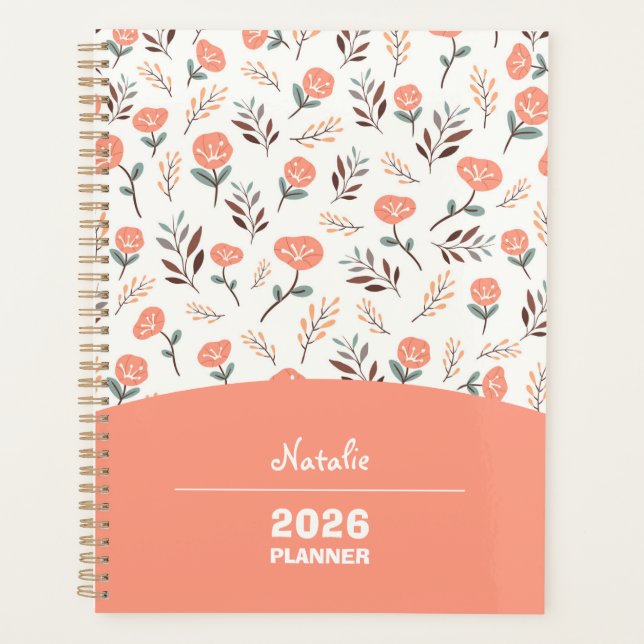Planner with name – Red Poppies Design (Front)