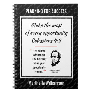 PLANNING SUCCESS Disraeli Christian Personalised Notebook