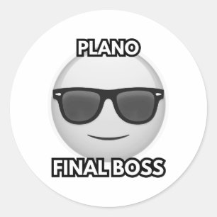 Plano Final Boss Cool Face Emoji Classic Round Sticker