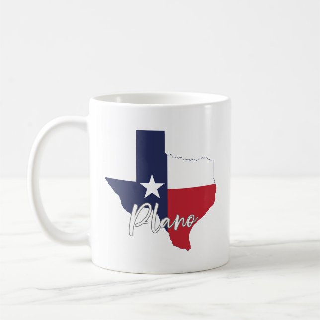 Plano, Texas Flag Map Coffee Mug (Left)