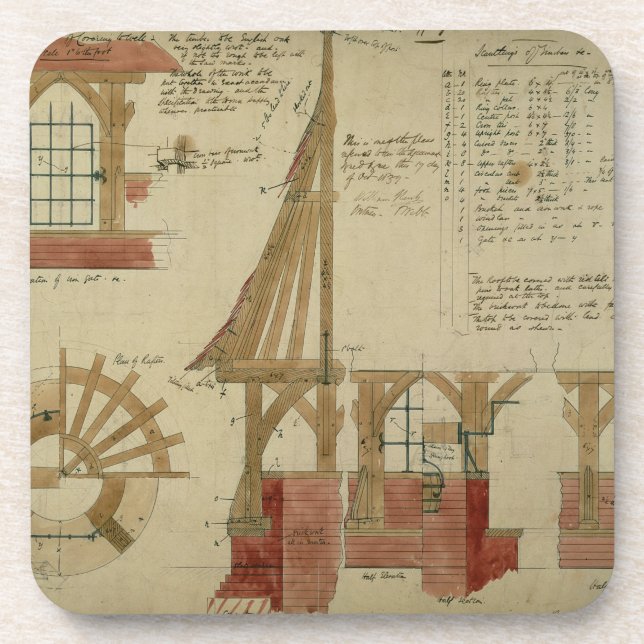 Plans for the Red House, Bexley Heath (pen and ink Coaster (Front)