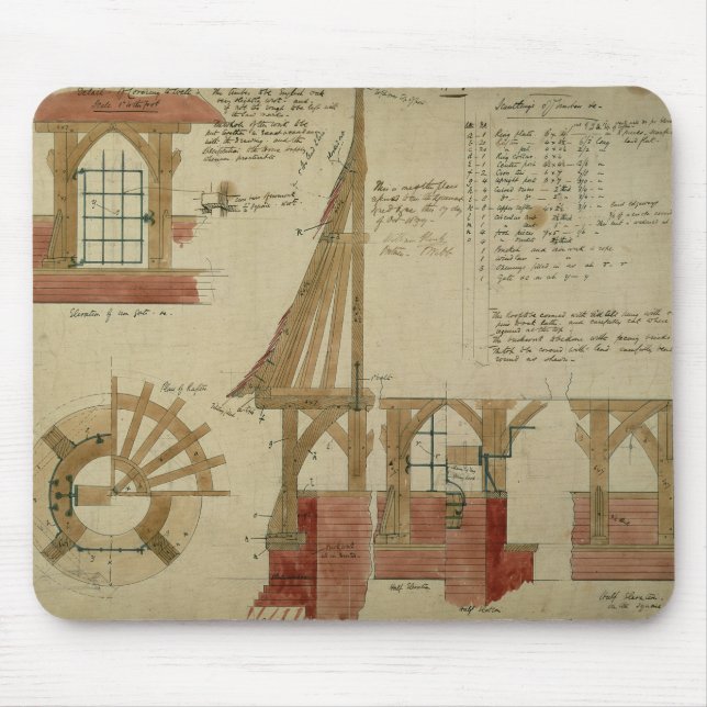 Plans for the Red House, Bexley Heath (pen and ink Mouse Pad (Front)