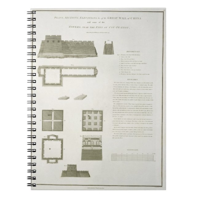Plans, Sections and Elevations of the Great Wall o Spiral Notebook (Front)