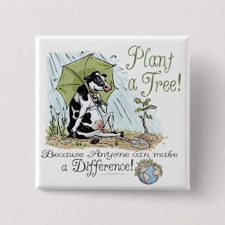 Plant a Tree Earth Day Cow Gear 15 Cm Square Badge
