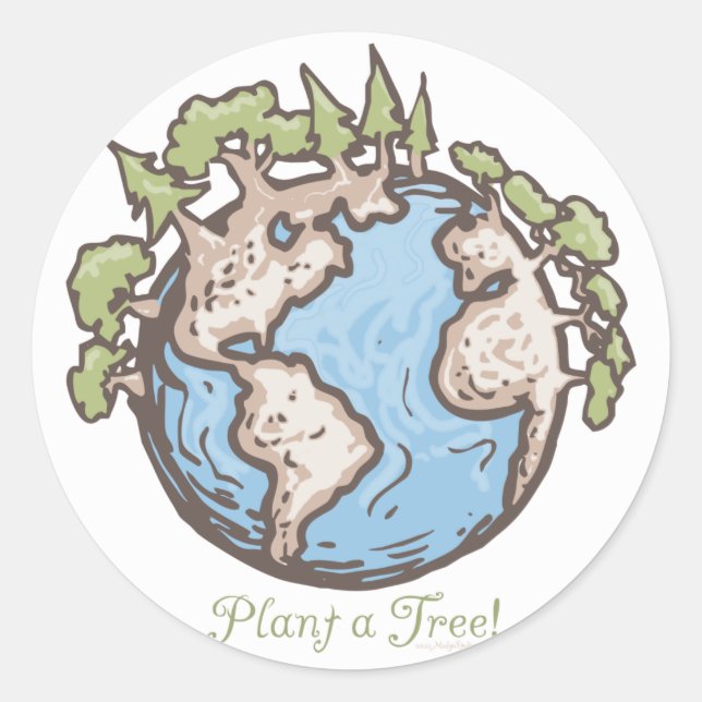 Plant a Tree Earth Day Gear Classic Round Sticker (Front)