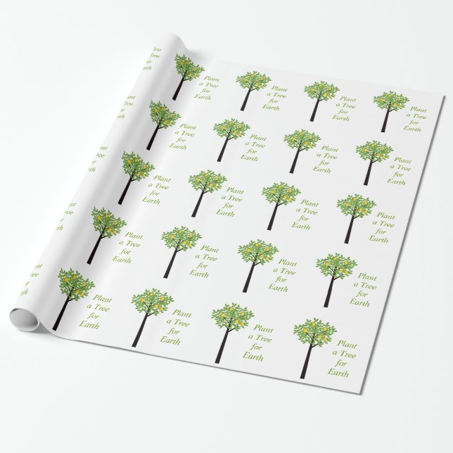 Plant a tree for Earth. Earth Day Wrapping Paper (Unrolled)