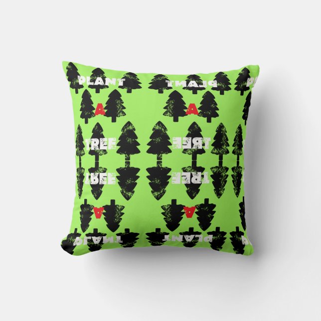 Plant A Tree Funky Pattern Throw Pillow (Front)