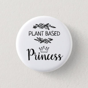 Plant based Princess vegan floral with crown 3 Cm Round Badge