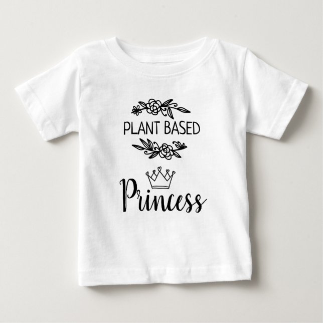 Plant based Princess vegan floral with crown Baby T-Shirt (Front)