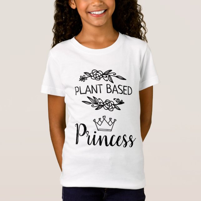 Plant based Princess vegan floral with crown T-Shirt (Front)