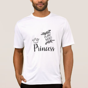 Plant based Princess vegan white floral with crown T-Shirt