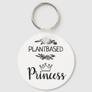 Plant based princess vegan with crown floral key ring