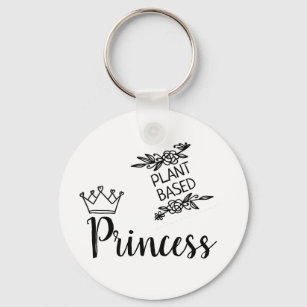 Plant based princess vegan with crown floral key ring
