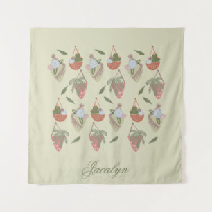 Plant Botanical Cactus Macrame Name Tapestry