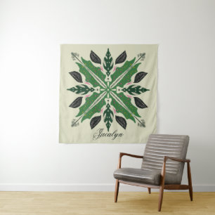 Plant Botanical Greenery Monstera Mandala Name Tapestry