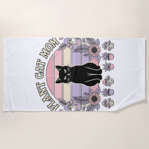 Plant Cat Mum Cat Plants Cottagecore Vintage Vecto Beach Towel
