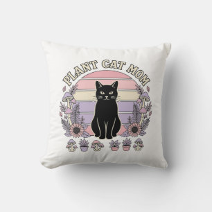 Plant Cat Mum Cat Plants Cottagecore Vintage Vecto Cushion
