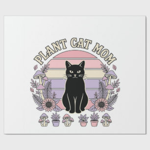 Plant Cat Mum Cat Plants Cottagecore Vintage Vecto Wrapping Paper