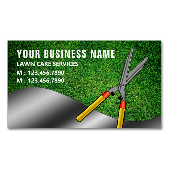 Plant Clippers Gardening Landscaping Lawn Care Magnetic Business Card (Front)