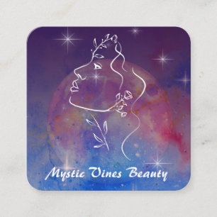 *~* Plant Cosmic Moon Goddess Floral QR Botanical Square Business Card