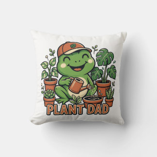 Plant Dad Frog Watering Houseplants Funny Plant Cushion