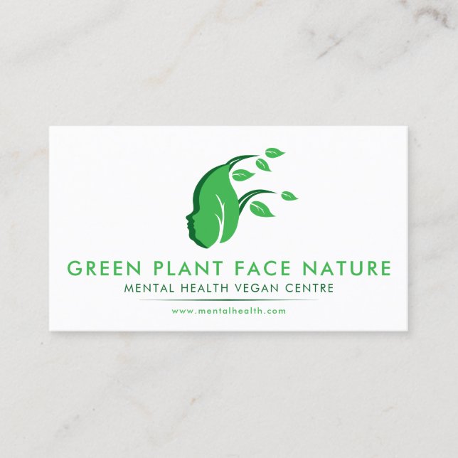 Plant Face Nature Vegan green Business Card (Front)