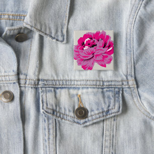 plant, flower, petal, pink, magenta, font, pattern 15 cm square badge