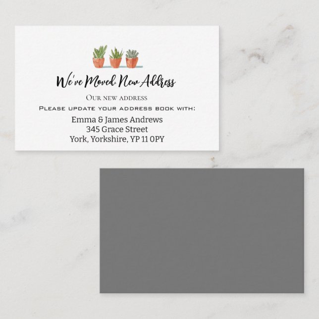 Plant Garden Pots Moving Announcement Insert Cards (Front/Back)